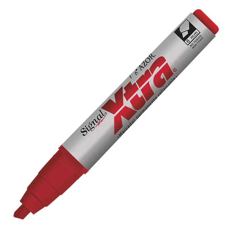 MARCADOR PERM. GRUESO PLAST. SIGNAL XTRA AZOR ROJO E12144