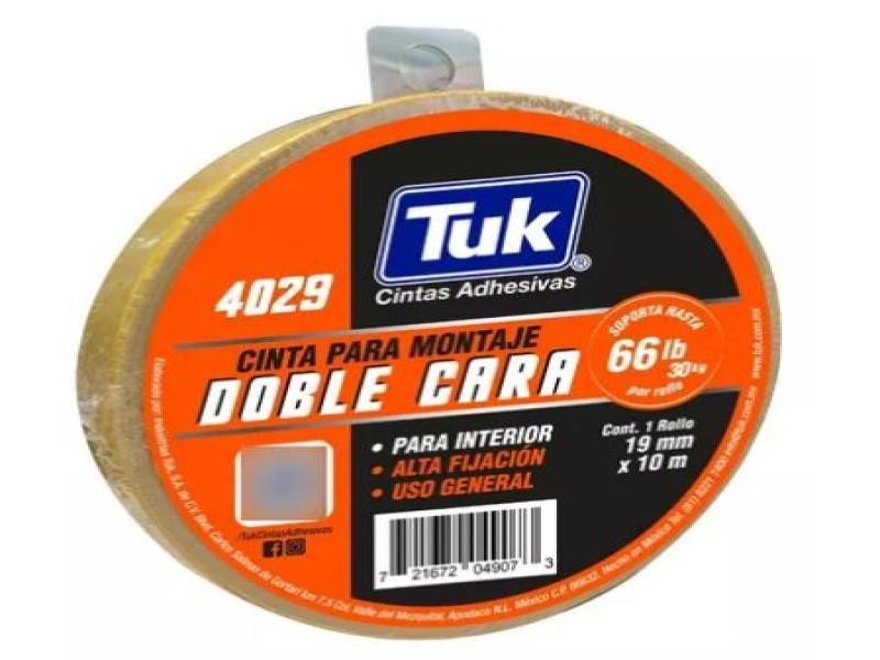 CINTA ADH. DOBLE CAPA PARA MONTAJE 19X10M 4029 TUK C.6