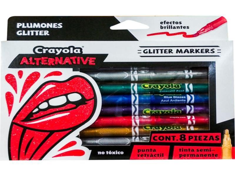 MARCADOR SEMI PERM. DELG. MET CGLITTER CRAYOLA EST C8 24
