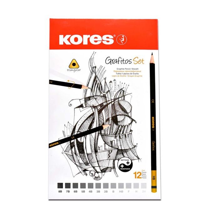 LAPIZ GRAFITO PDIB.SET C12 PZAS VMEDIDAS KORES E.12 C.80