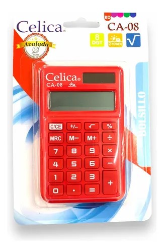 CALCULADORA BOLSILLO BASIC CELICA ROJO 8 DIG.CA08 E.25 C.300
