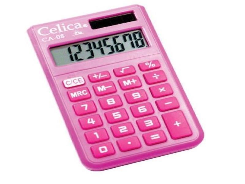CALCULADORA BOLSILLO BASIC CELICA ROSA 8 DIG.CA08 E.25 C.300