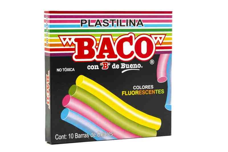 PLASTILINA C10 BARRAS COLORES FLUORESCENTES BACO C.100