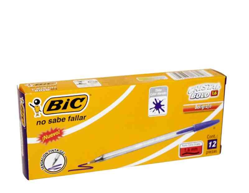 BOLIGRAFO CRISTAL INTENSO BIC 1.6MM MORADO E.12 C.216