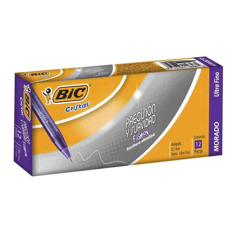 BOLIGRAFO CRISTAL PREC. S BIC 0.7MM MORADO E.12 C.216