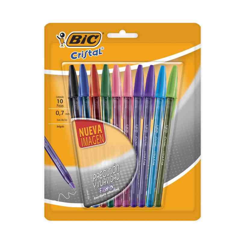 BOLIGRAFO CRISTAL PREC. S BIC 0.7MM BOL.C10 SURT. 12132