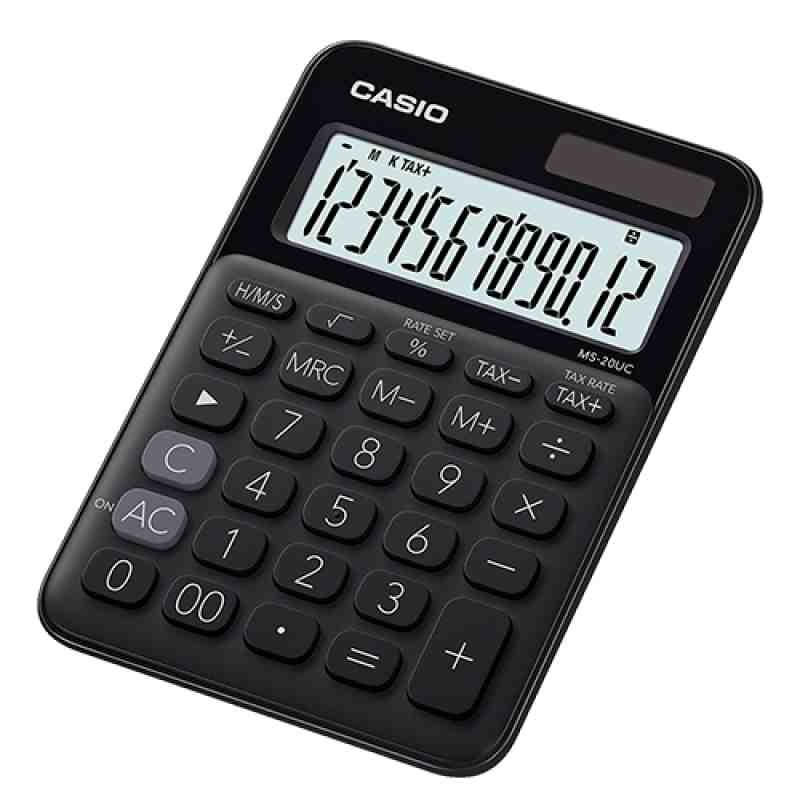 CALCULADORA ESCRIT. CASIO MS-20UC NEGRO 12DIG. E.10 C.40