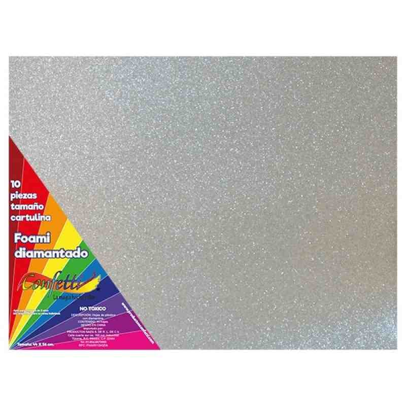 FOAMY DIAMANTADO 55X43CM. PLATA E.10 C.300