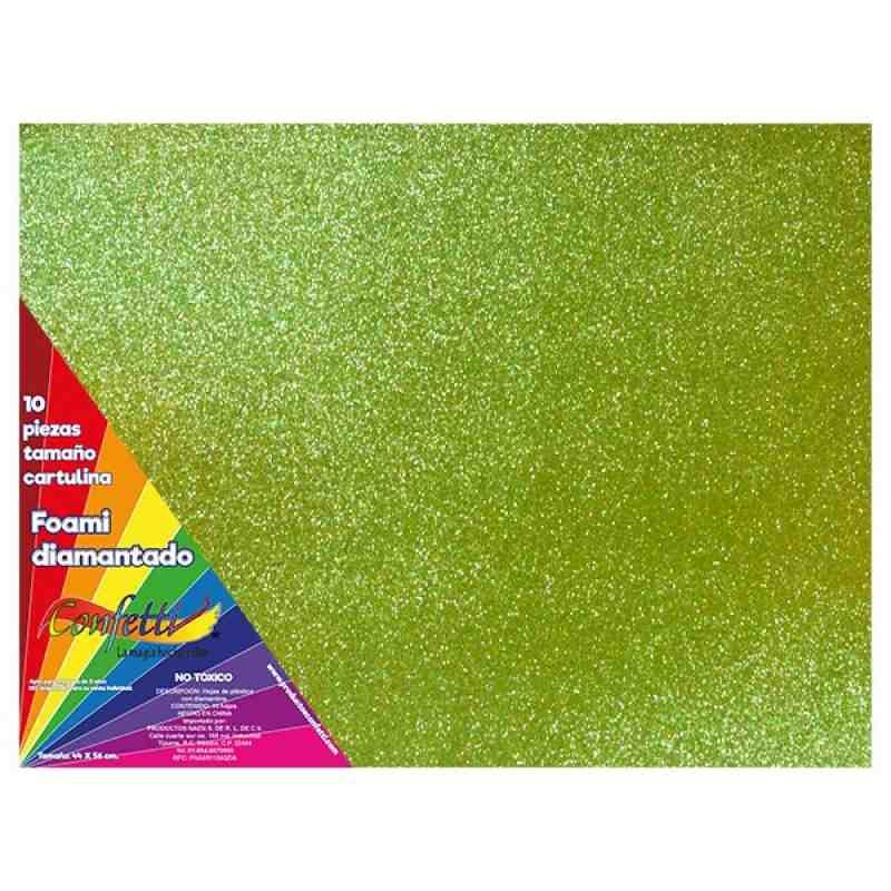 FOAMY DIAMANTADO 55X43CM. VERDE LIMON E.10 C.300