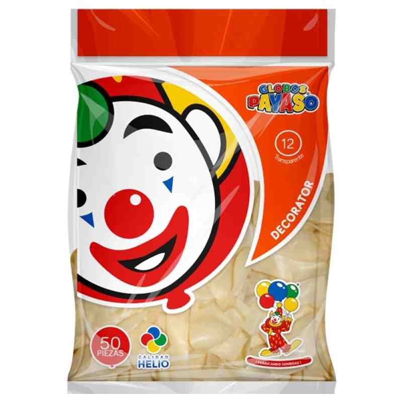 GLOBOS DECORATOR 12 BOL. C50 TRANSPARENTE C. 60