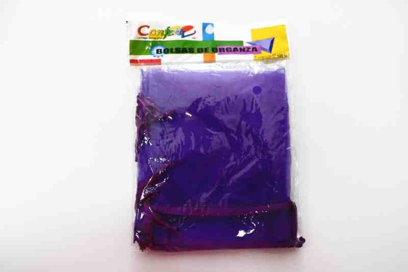 BOLSA ORGANZA CONFETTI 12X15CM.MORADO E.12