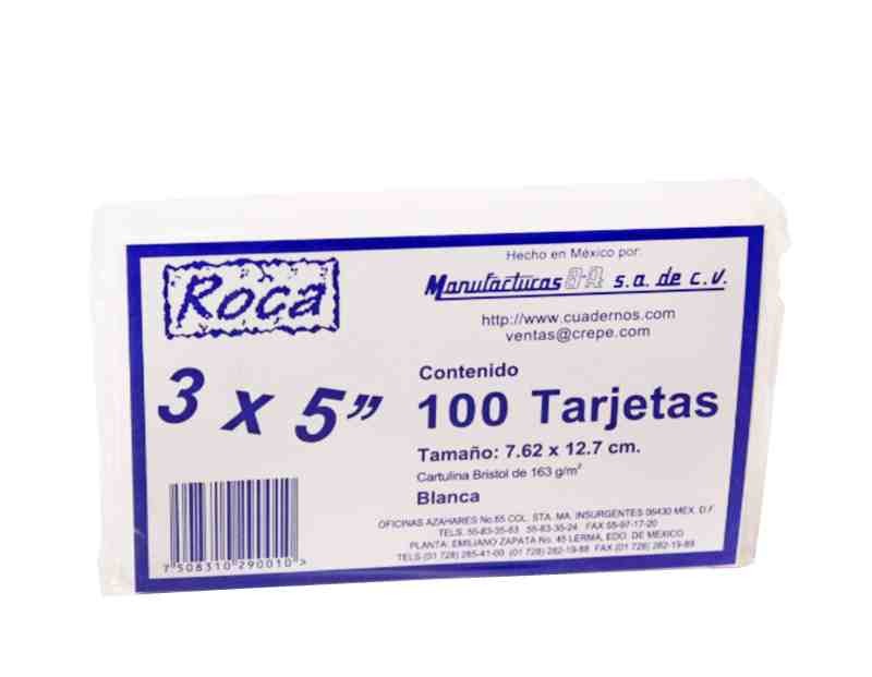 TARJETAS BLANCAS DIPAO 3X5 PAQUETE C100 C.50