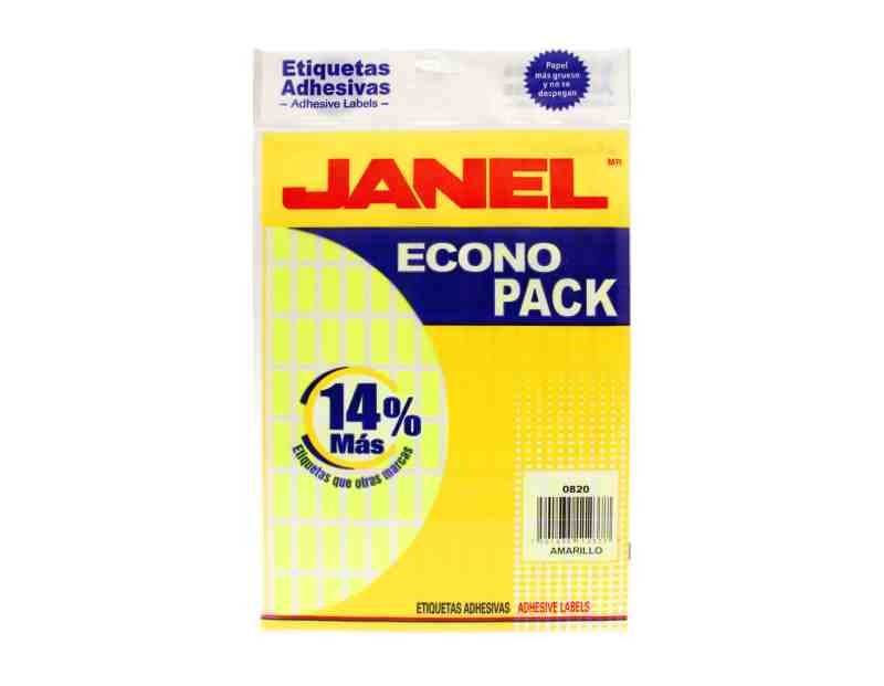 ETIQUETA ADH. FLUOR. JANEL 8X20 AMARILLO PAQ.C8H. E30