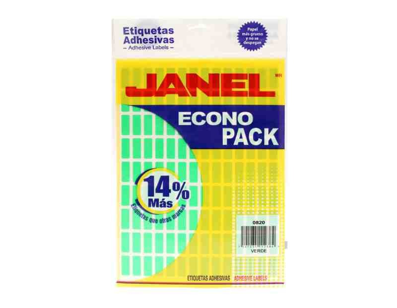 ETIQUETA ADH. FLUOR. JANEL 8X20 VERDE PAQ.C8H. C30