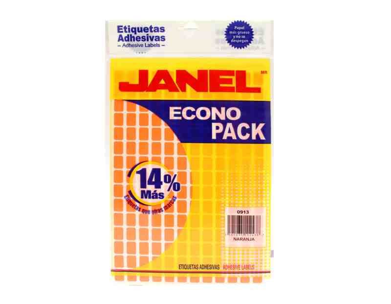 ETIQUETA ADH. FLUOR. JANEL 9X13 NARANJA PAQ.C8H. E30