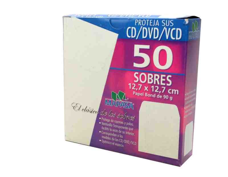 SOBRE PCD 12.7X12.7CM. MAPASA BOND BLANCO CAJA C50 C.10