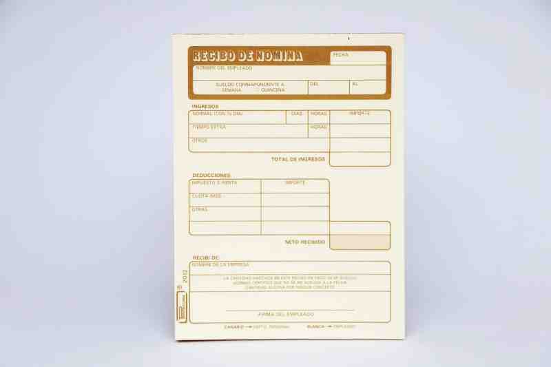 RECIBO DE NOMINA 2012 PRINTA. 14 CTA. 25 JGO. E3 C144